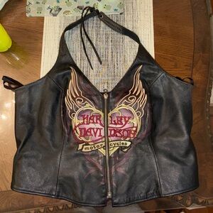 Harley-Davidson Black and Gold Leather Vest